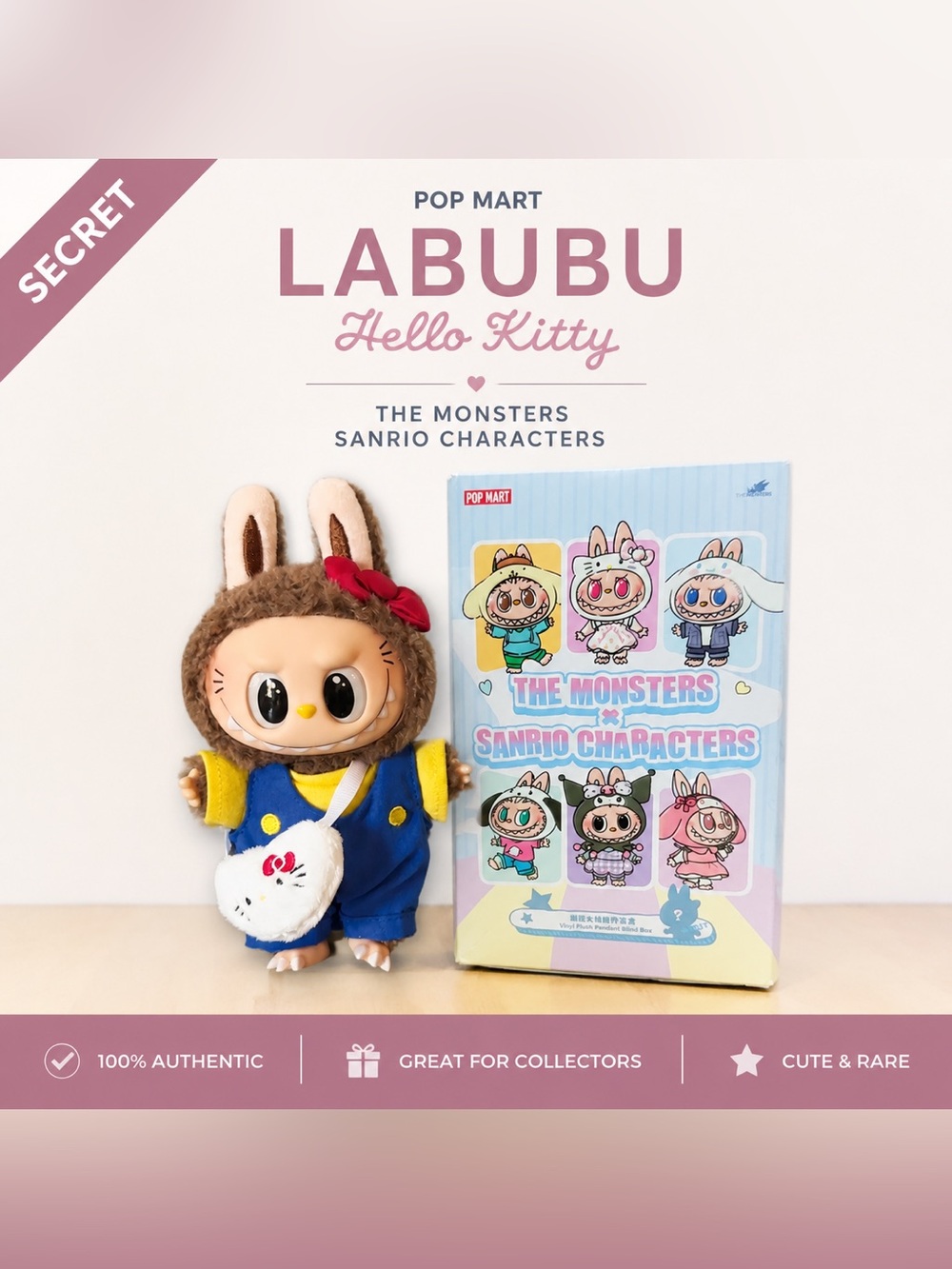 POP MART The Monsters x Sanrio SECRET Hello Kitty Labubu Plush Pendant Blind Box
